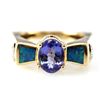 Image 3 : LADIES 18KT YG TANZANITE/OPAL/DIAMOND FASHION RING