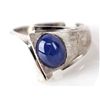 Image 2 : VINTAGE MENS 14K WHT GOLD LINDE STAR SAPPHIRE RING