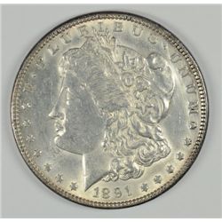 1891 MORGAN SILVER DOLLAR, MS-62  WHITE