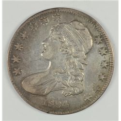 1934 BUST HALF DOLLAR, XF/AU-45 VERY NICE!