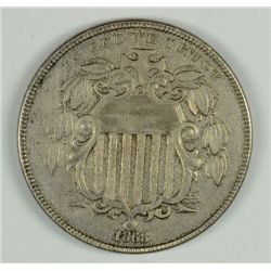 1868 SHIELD NICKEL, XF/AU