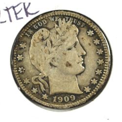 1909 BARBER QUARTER VF