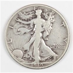 1919 WALKING LIBERTY HALF DOLLAR FINE, NICE