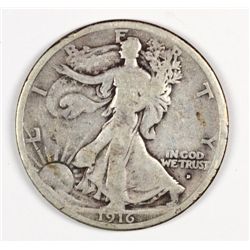 1916-D WALKING LIBERTY HALF DOLLAR VG