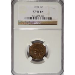 1870  Indian penny  NGC45BN