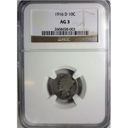 1916-D MERCURY DIME NGC AG-3