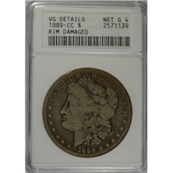 1889-CC MORGAN DOLLAR ANACS VG-DETAILS