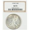 Image 1 : 1934-S WALKING LIBERTY HALF DOLLAR,  ( NGC AU-55 ) CERT.WITH COIN
