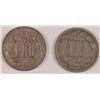 Image 2 : 1865 & 1870 THREE CENT NICKELS VG/FINE