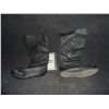 Image 1 : AVATAR ANCIENT MONGOLIAN FIRE NATION WARRIOR SCREEN USED PAIR OF LEATHER BOOTS 2