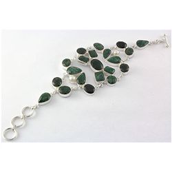 283ctw APPROX Silver Mix Shape Emerald Bracelet