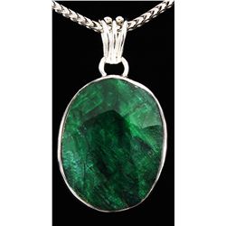 NATURAL EMERALD BERYL 43.83CTW SILVER PENDANT