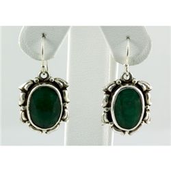 39ctw Natural Emerald Silver Oval Earring