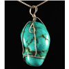Image 1 : NATURAL 177.68CTW TURQUOISE WIRE WRAPPED PENDANT