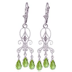14k WG 4.50ct Peridot & Diamond Chandelier Earrings