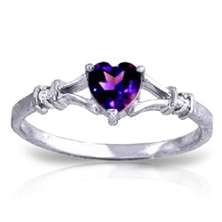 14k Solid Gold 0.45ct Amethyst & Diamond Ring