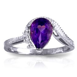 14k Solid Gold 1.50ct Amethyst & Diamond Ring