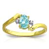 Image 1 : 14K YG 0.01ct DIAMONDS & 0.45ct OVAL BLUE TOPAZ RING