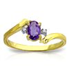Image 1 : 14K Y. GOLD DIAMOND & 0.45ct OVAL AMETHYST RING