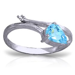 14k Solid Gold 0.82ct Blue Topaz & Diamond Ring