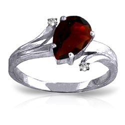 14K White Gold 1.50ct Pear Garnet & Diamond Ring