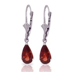 14K WG 2.45ct PEAR GARNET LEVERBACK EARRING