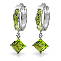 14K White Gold 3.2ct & .8ct Peridot Dangling Earring