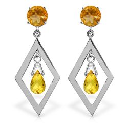 14K White Gold 1.40ct & 1.0ct Citrine Chandelier Earring