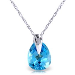 14K White Gold .68ct Pear Blue Topaz Necklace