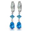 Image 1 : 14K White Gold 3.0ct 1.5ct & 1.12ct Blue Topaz Earring