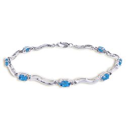 14k Solid Gold 2.15ct Blue Topaz & Diamonds Bracelet