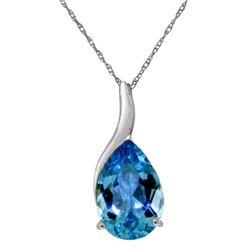 14k WHITE GOLD 4.70ct PEAR Blue Topaz Necklace