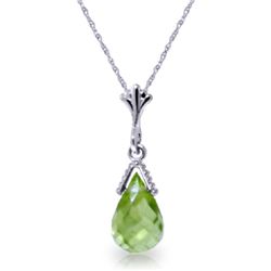 2.50ct Briolette Peridot Necklace in 14k White Gold