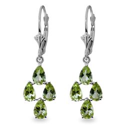 14K White Gold 4.50ct Pear Peridot Leverback Earring