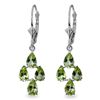 Image 1 : 14K White Gold 4.50ct Pear Peridot Leverback Earring