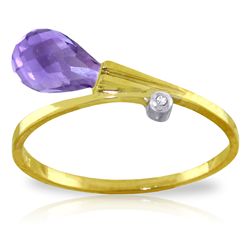 14K YG DIAMOND & 1.50ct BRIOLETTE AMETHYST RING
