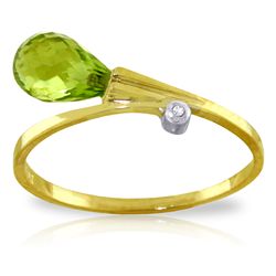 14K YG DIAMOND & 1.50ct BRIOLETTE PERIDOT RING