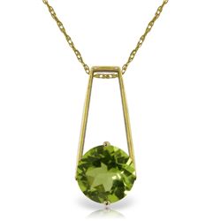 14k YELLOW GOLD 1.45ct ROUND Peridot Necklace
