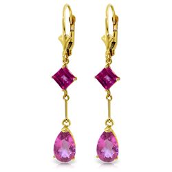 14K YG 3.30ct & 1.65ct PINK TOPAZ CHANDELIER EARRING