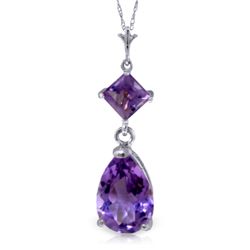 1.50ct & 0.50ct Amethyst Drop Necklace in 14k WG
