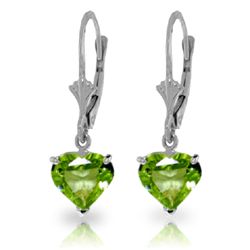 3.25ct Peridot Petite Heart Earrings in 14k WHITE GOLD
