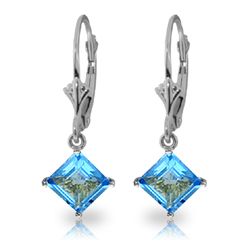 14k Gold 3.20ct Blue Topaz Dangle Earrings