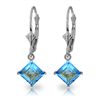 Image 1 : 14k Gold 3.20ct Blue Topaz Dangle Earrings