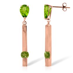 14k RG 3.50ct & 0.75ct Peridot Long Chandelier Earrings