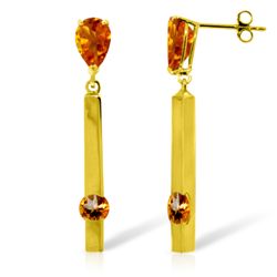 14K YG 3.50ct PEAR & 0.75ct ROUND CITRINE EARRING