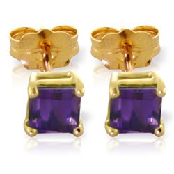 14k Yellow Gold 0.65ct Amethyst Stud Earrings