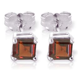 14k White Gold 1.0ct Garnet Stud Earrings