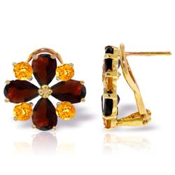 14k YG Citrine & Garnet Flower Necklace