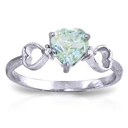 14k WG 0.95ct Aquamarine & Diamond Heart Ring