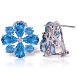 14k WG 3.25ct & 1.60ct Blue Topaz French Clip Earrings